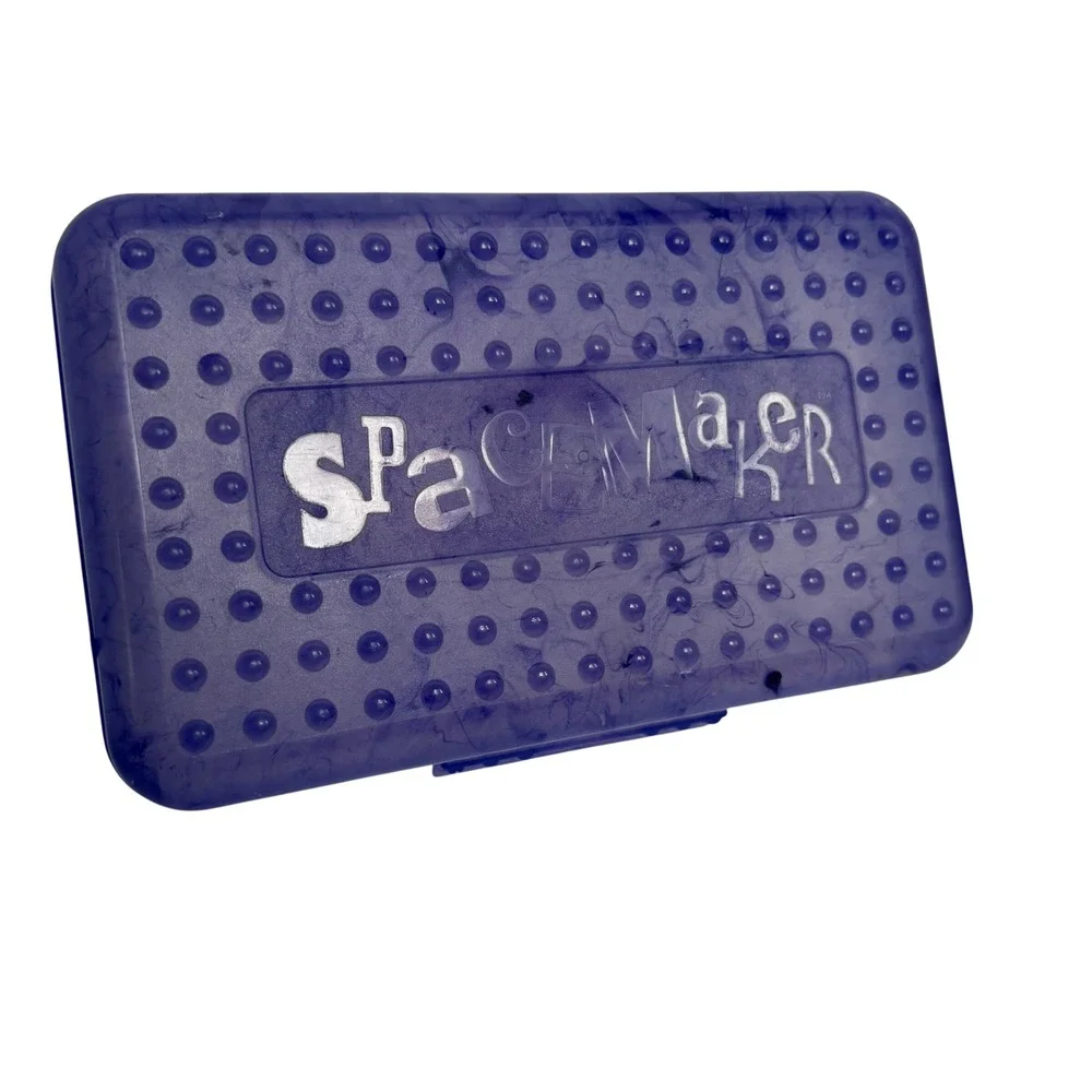Vintage 2002 Eldon SpaceMaker Pencil Box Purple Marbled Translucent Y2K 576921
